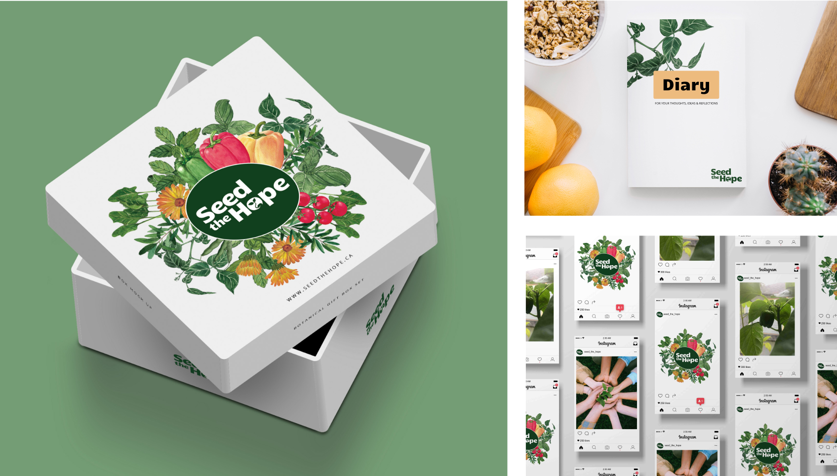 three mockups